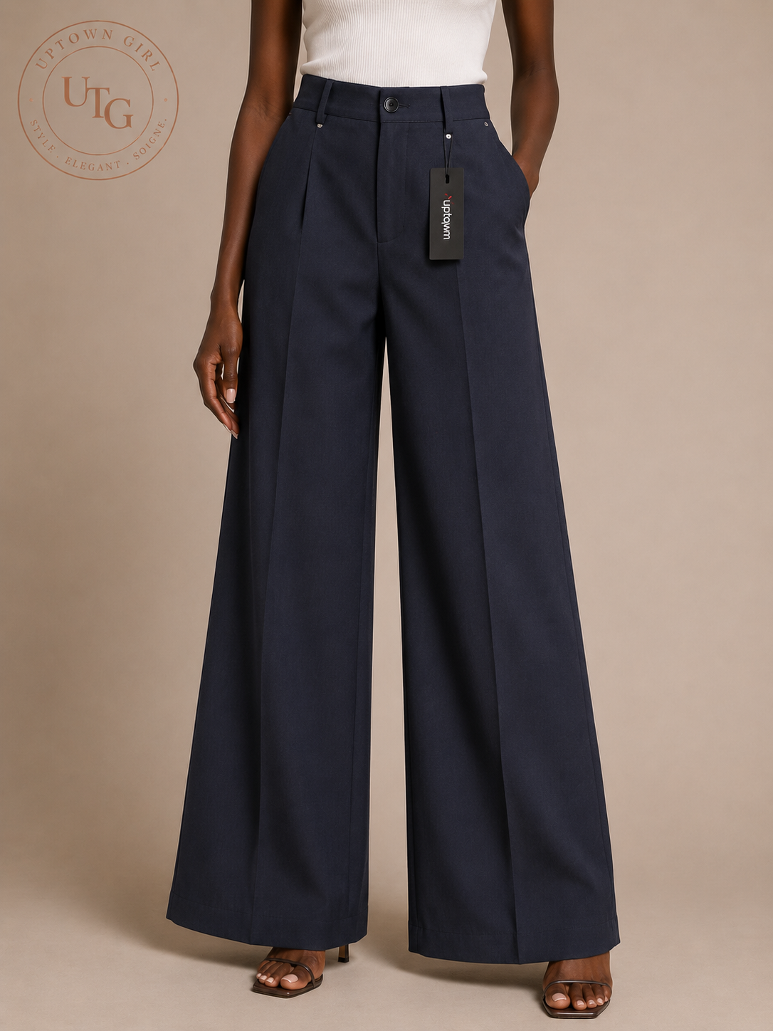 Tailored Wide-Leg Trousers - Image 2
